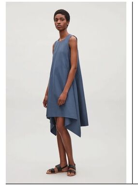 COS Sleeveless Drape Dress - Slate Blue - Size 4-6